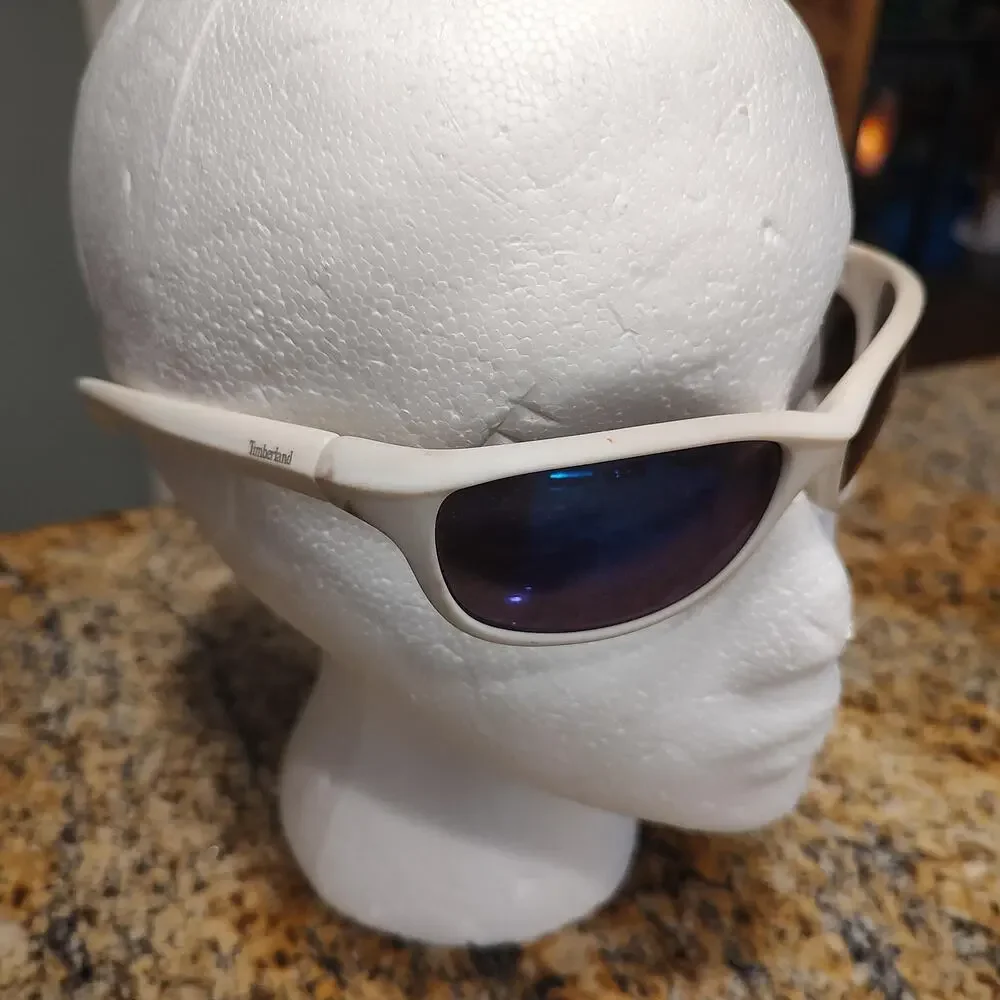 Timberland Sunglasses TB7117 White Blue Lens Sport Wrap Mens Outdoor UV 3-1.5